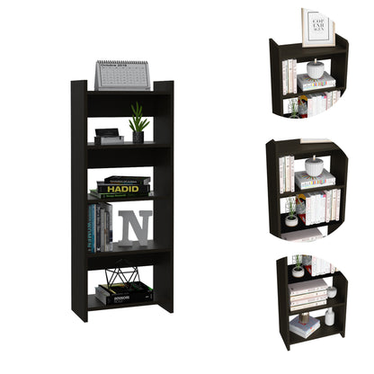 Modern Black Wengue 2-Piece Home Office Desk and Bookcase Set with 7 Shelves and 1 Drawer
