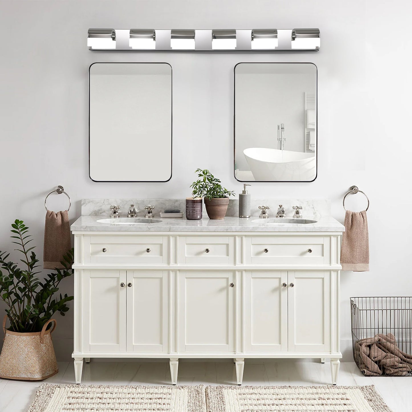 Sleek 6-Light LED Vanity Light for Modern Bathroom and Mirror Lighting