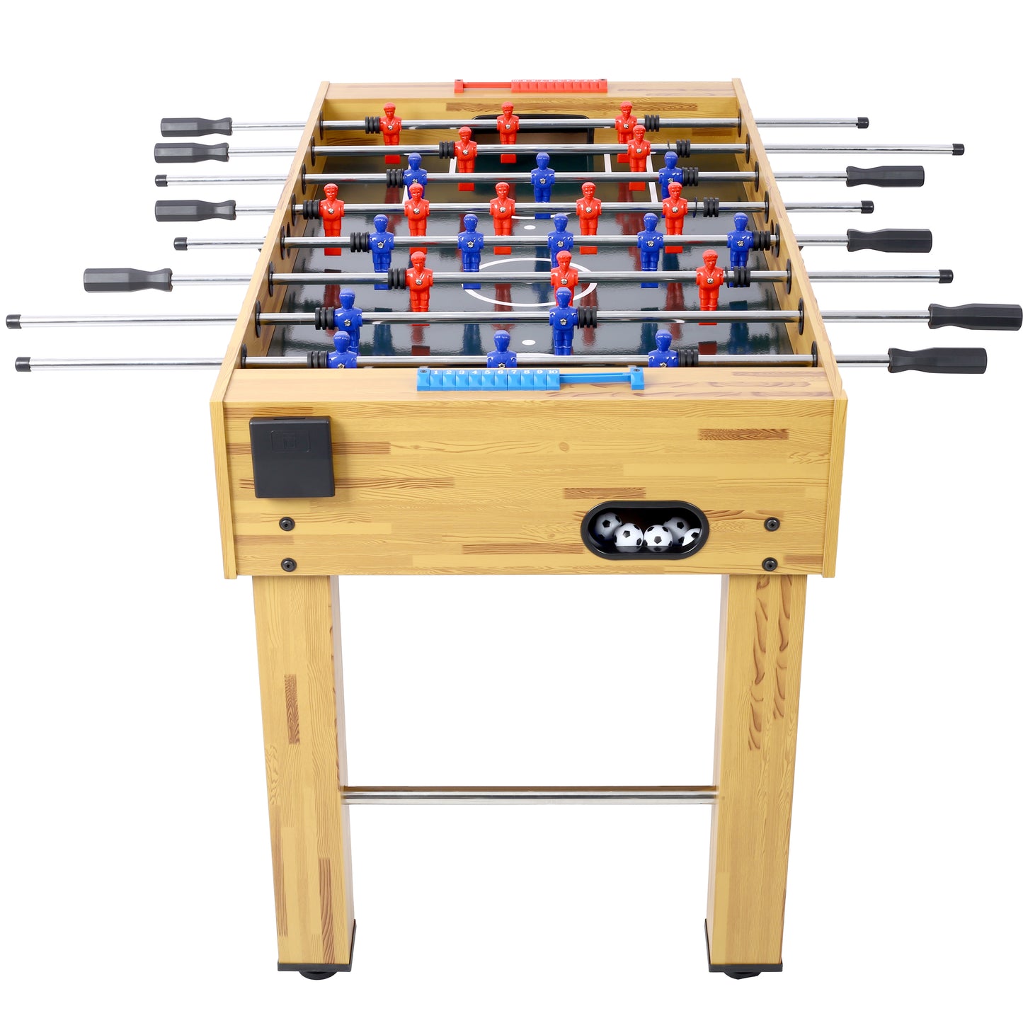 54-Inch Foosball Table for Home Game Room with Analog Scoring, 12.7mm Chrome Rods Light Cherry