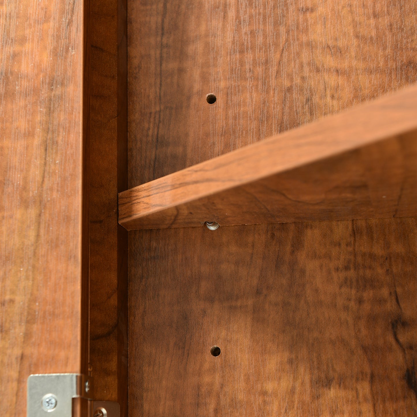 Brown Modern Triangle Corner Storage Cabinet with Adjustable Shelving for Home and Kitchen