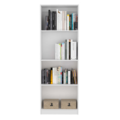 Modern 4-Shelf White Bookcase for Office - Stylish Display Unit for Books and Decor
