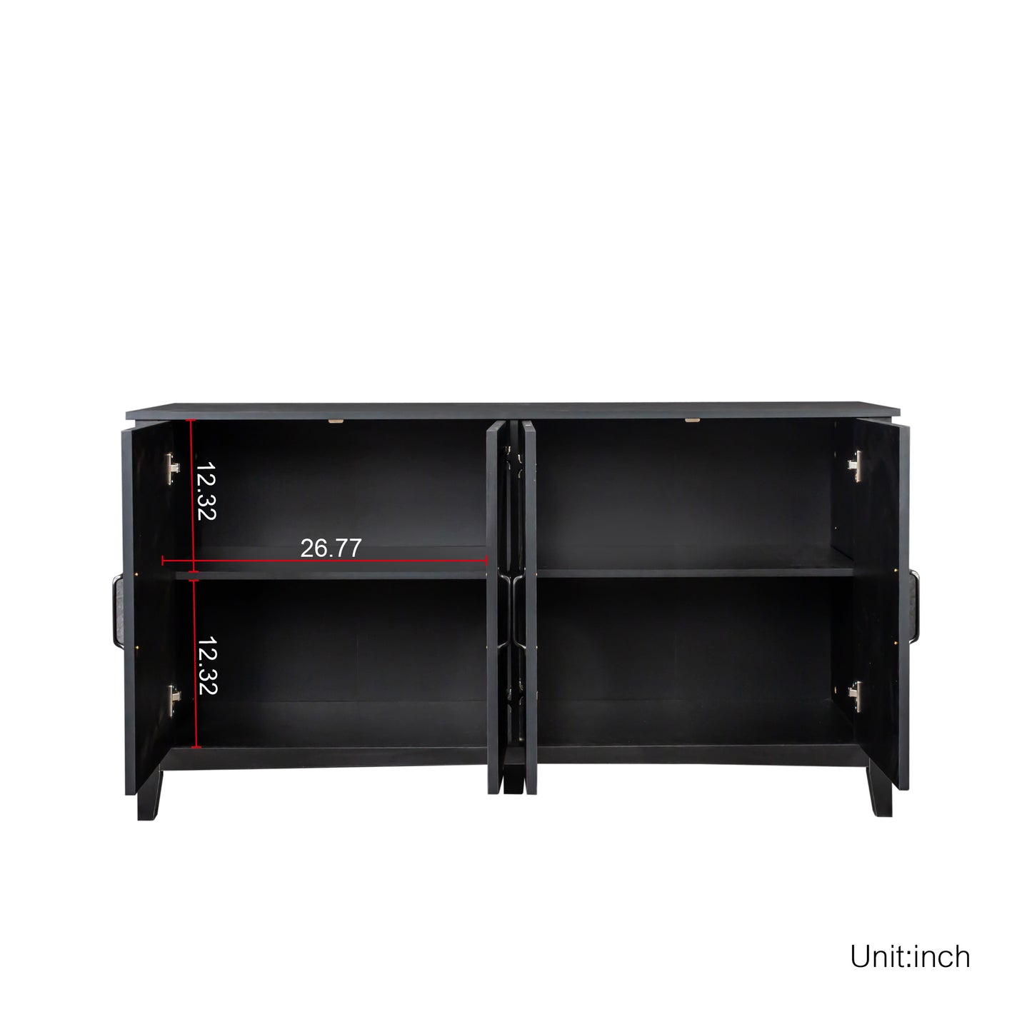 Cabinet with 4 Doors and 4 open shelgves,Freestanding Sideboard Storage Cabinet Entryway Floor Cabinet for Living Room Office Bedroom