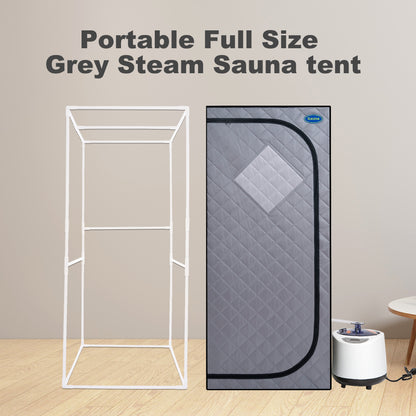 Full-Size Portable Steam Sauna Tent for Home Spa, 1000W, Fast Heating, Easy Assembly, FCC Certified, Grey