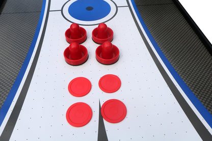 60-Inch 2-in-1 Air Hockey & Table Tennis Multifunction Table, MDF, Easy Assembly - Black, White & Blue