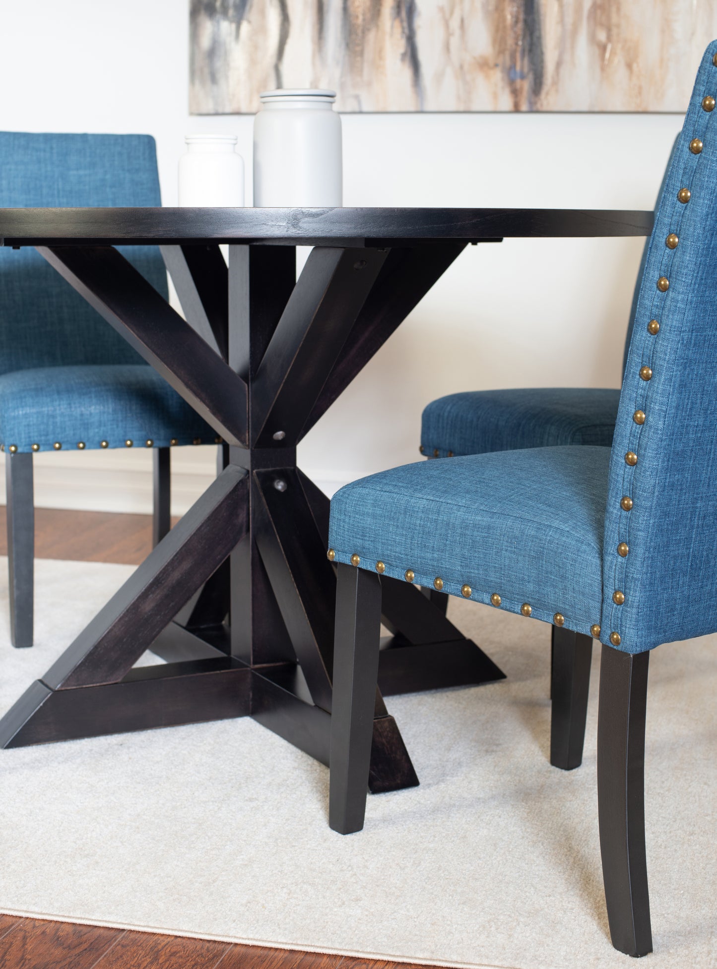 Five Piece Dining Set Cross Buck Table And Chairs Black