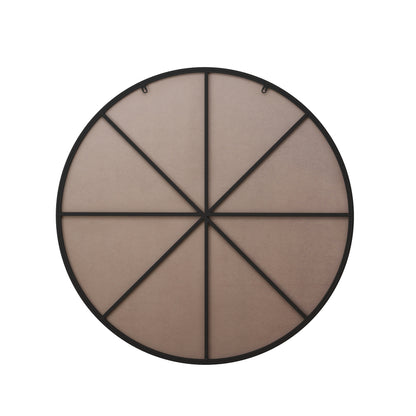 39-Inch Black Round Metal Framed Mirror for Bathroom, Living Room, and Bedroom Décor