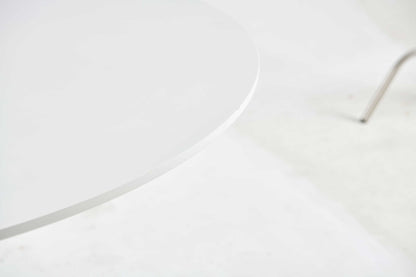 Round Mid Century Table 42Inch Pedestal 4 To 6 MDF White