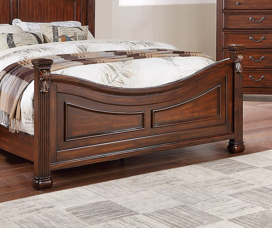 Elegant Dark Cherry Tufted Faux Leather Eastern King Size Bed with Headboard and Footboard