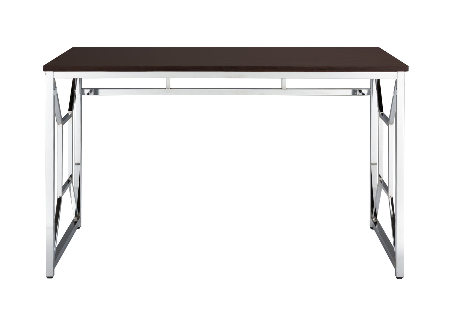 Contemporary Brown MDF/Chrome Office Desk with H-Shape Base