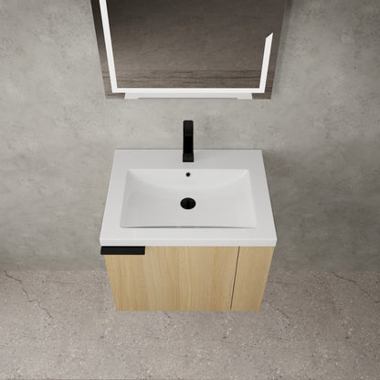 24" Modern Oak Bathroom Vanity Sink Set with Soft Close Doors - Spacious Storage & Easy Assembly
