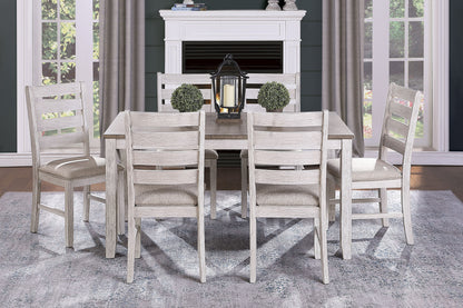 Dining Table One Piece Wood Transitional Grayish White