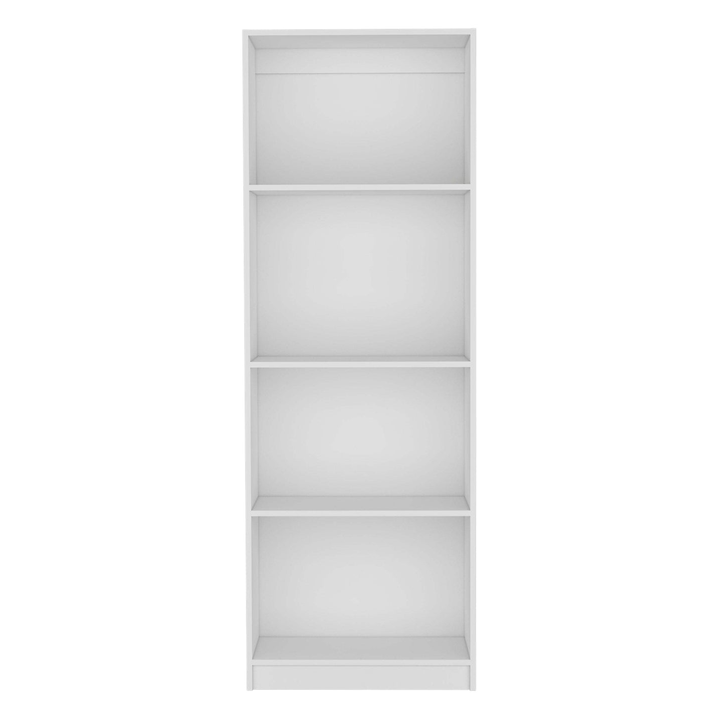 Modern 4-Shelf White Bookcase for Office - Stylish Display Unit for Books and Decor