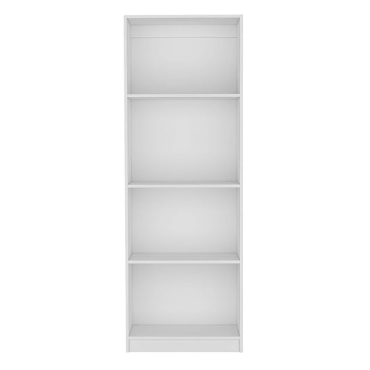 Modern 4-Shelf White Bookcase for Office - Stylish Display Unit for Books and Decor