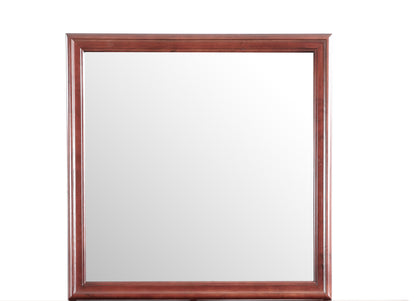 Rectangle Wall Mirror for Bedroom, G3100-M, Vintage French Style, Durable Particle Board – Cherry Finish