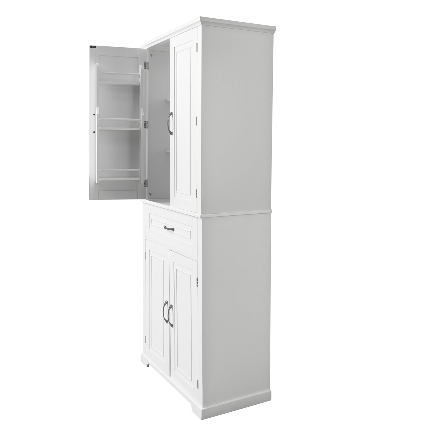 Tall White Bathroom Storage Cabinet with Adjustable Shelf and Drawer, Versatile Multi-Functional Organizer
