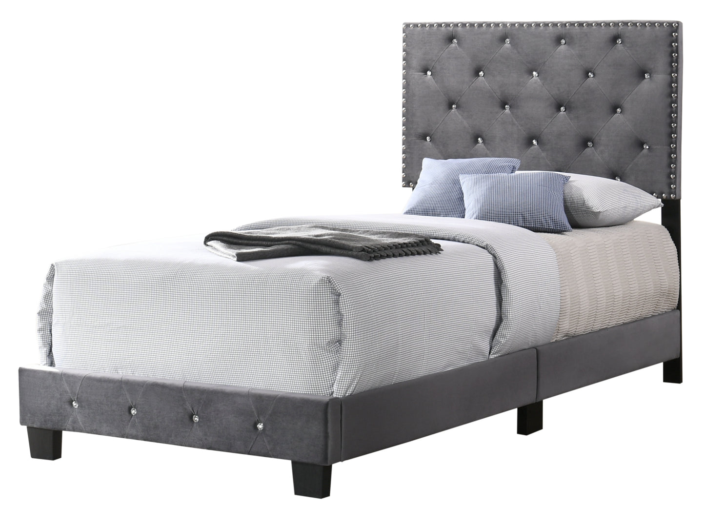 Stylish Gray Twin Bed with Under-Bed Storage Solutions