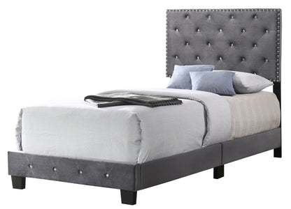 Stylish Gray Twin Bed with Under-Bed Storage Solutions