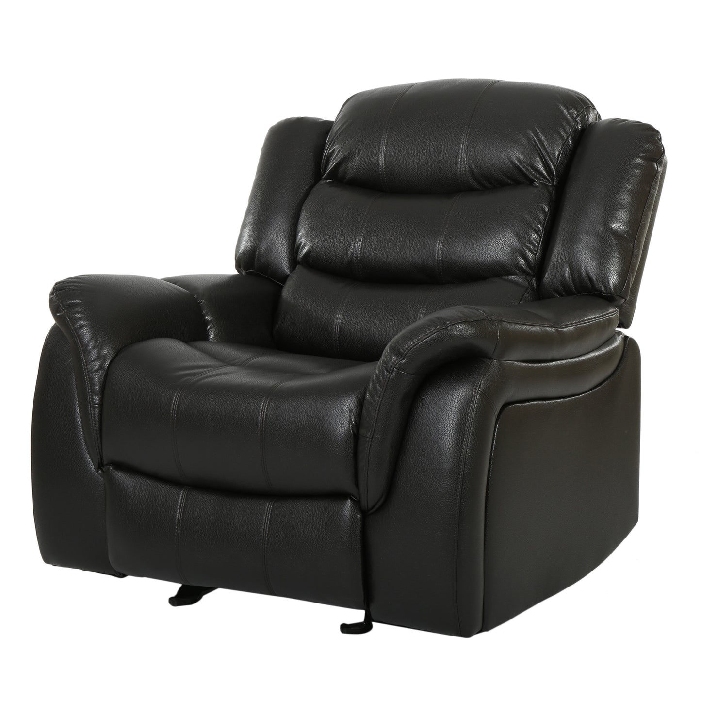 Oversized PU Upholstery Glider Recliner Chair with Spacious Comfort and Durable Construction Black Berry