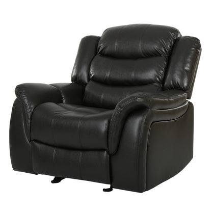 Oversized PU Upholstery Glider Recliner Chair with Spacious Comfort and Durable Construction Black Berry