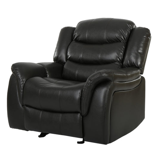 Oversized PU Upholstery Glider Recliner Chair with Spacious Comfort and Durable Construction Black Berry