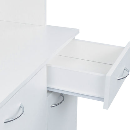 Elegant 70.87" Tall White Wardrobe & Kitchen Cabinet with 6 Doors, 1 Drawer, and Open Shelves for Stylish Storage