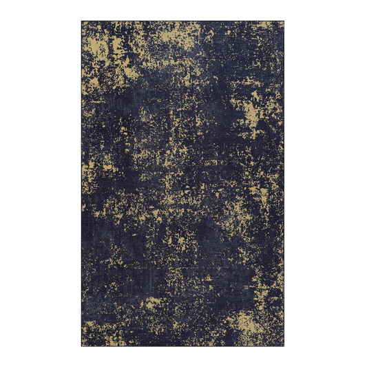 8x10 Washable Area Rug, Low-Pile, Non-Slip, Foldable, Kid & Pet Friendly for Dining Black-Gold