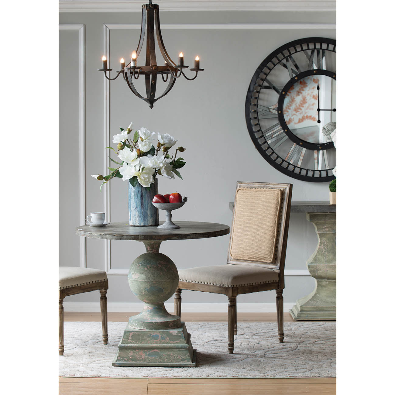 Six-Light Iron Chandelier with Adjustable Chain, 25x22x24in, 6x E12, 60W, Hardwired Antique Black