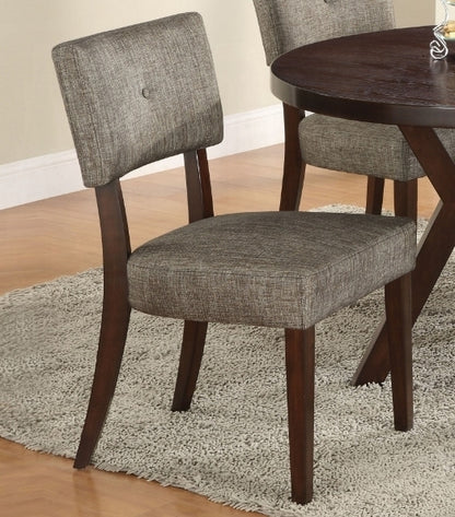 Set of 2 Armless Dining Side Chairs with Padded Seat and Back, Minimalist, Button-Back, Espresso finish