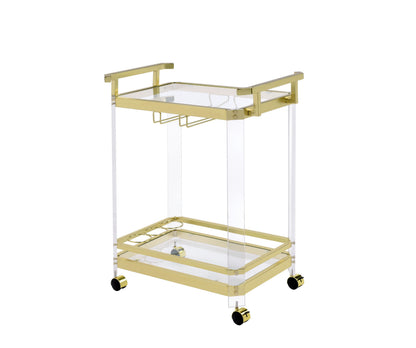 Aerin Mobile Gold Serving Cart With Storage And Casters