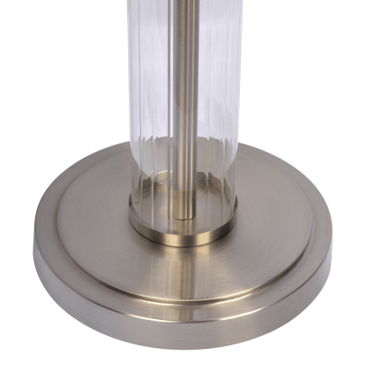 Modern Floor Lamp with Clear Glass Body, 63-Inch Tall, 3-Way Rotary Switch, Metal Base Brushed Nickel