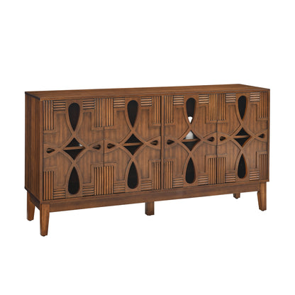 60.5" Mid Century Modern Sideboard Buffet Cabinet with Storage, TV Media Console Table, Storage Cabinet with 4 Doors & Adjustable Shelves for Kitchen Dining Living Room Bedroom Entryway, Walnut