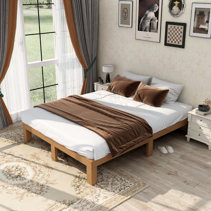 Elegant Queen Size Wooden Platform Bed Frame with Strong Slat Support - No Box Spring Required, Easy Assembly