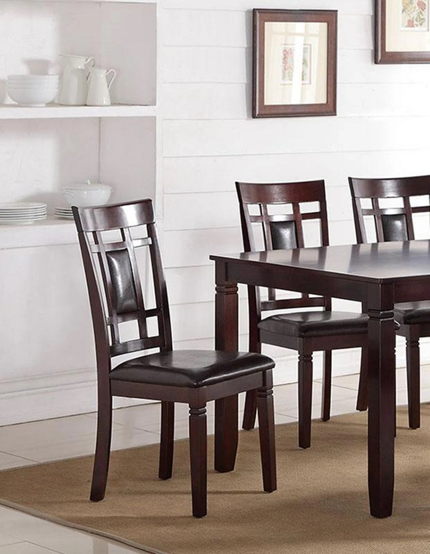 7 Piece Dining Set Table Chairs Eyelet Back Espresso