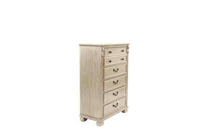 Elegant Antique Silver 5-Drawer Chest for Timeless Bedroom Storage