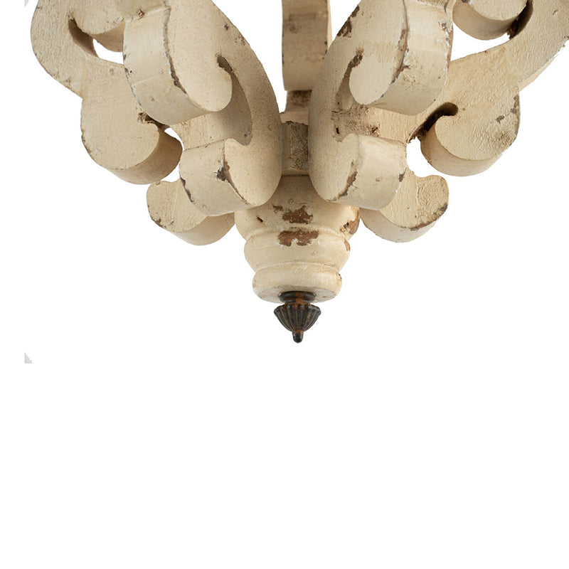 Farmhouse Wood & Iron One-Light Pendant Chandelier for Living Room or Foyer, Bulb Not Included, Cream