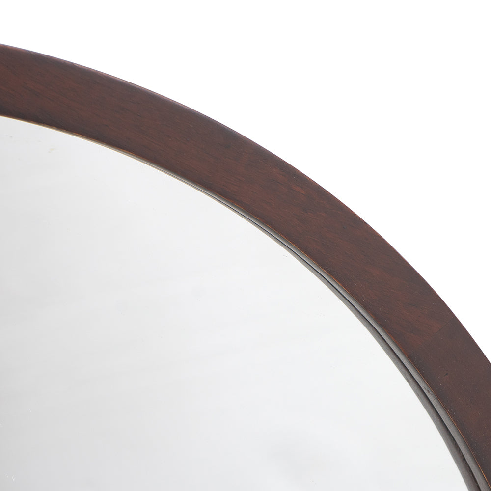 20-Inch Round Wall Mirror with Walnut Frame for Modern Home Decor
