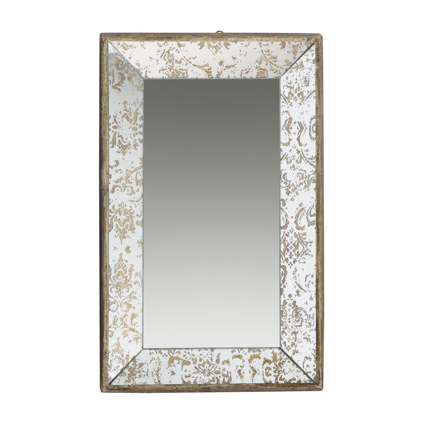 Vintage Floral Accented 20" x 12" Silver Mirror with Decorative Tray and Wall Hanging Design