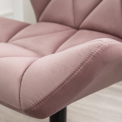 Mauve Velvet Adjustable Swivel Office Chair with Diamond Tufting