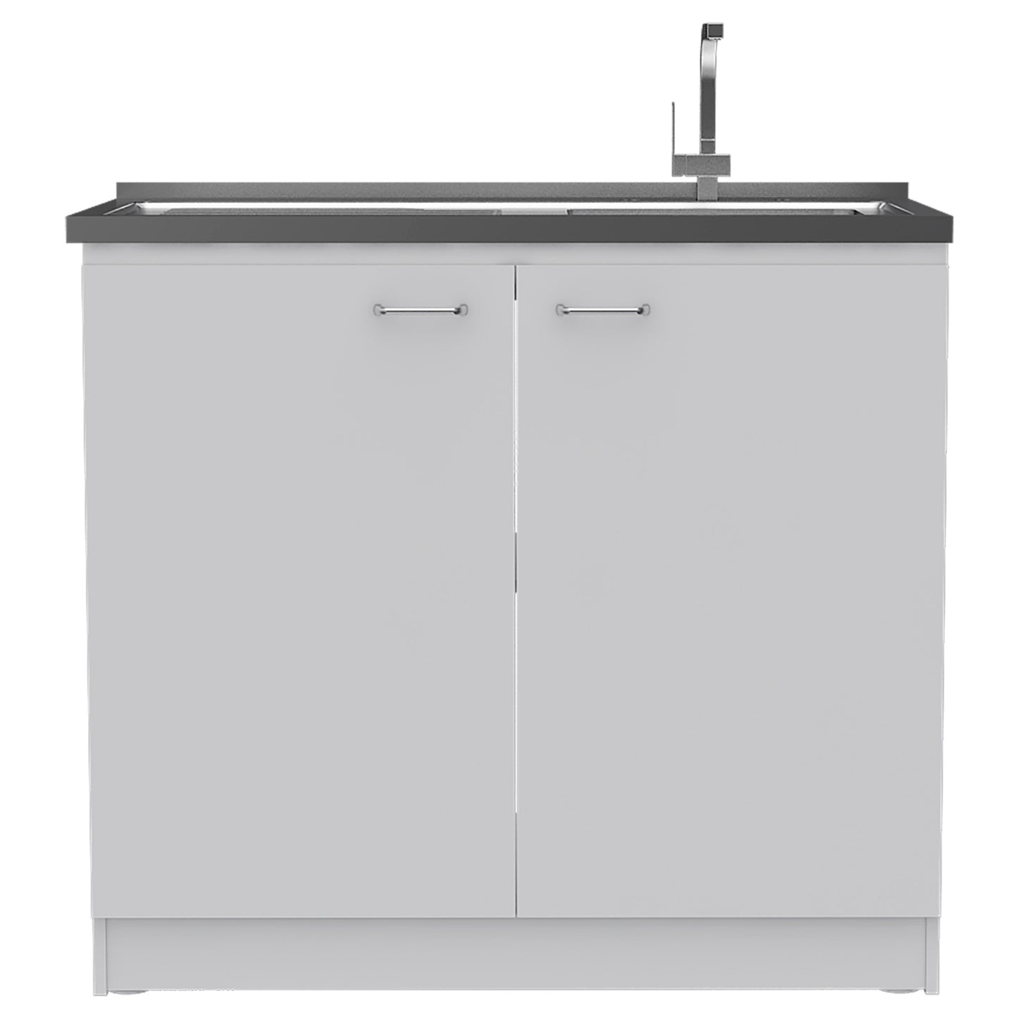 Oklahoma Modern Utility Sink Cabinet with Stainless Steel Top and Double Doors