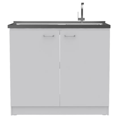 Oklahoma Modern Utility Sink Cabinet with Stainless Steel Top and Double Doors
