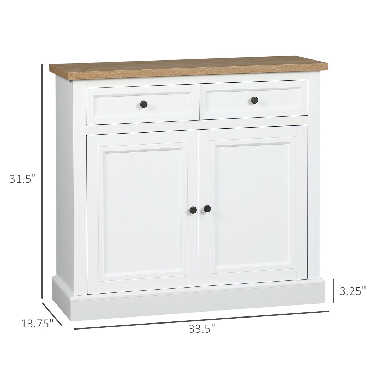 HOMCOM Sideboard Buffet Cabinet, Kitchen Cabinet, Coffee Bar Cabinet with 2 Drawers and Double Door Cupboard for Living Room, Entryway, White