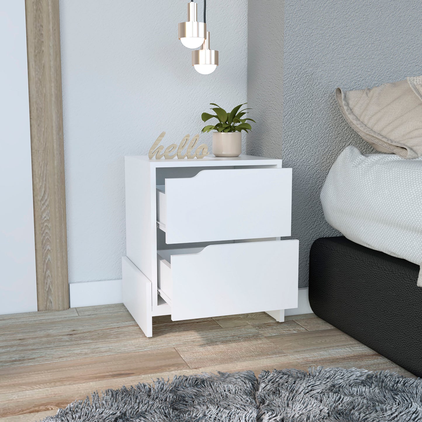 Elegant Luss 2-Drawer Nightstand for Modern Bedrooms