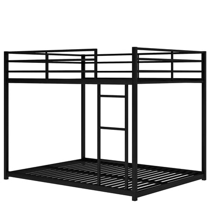 Stylish Black Full Over Full Metal Bunk Bed with Convenient Ladder