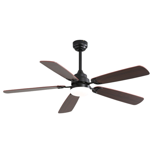52-Inch Indoor Ceiling Fan with LED Light, DC Motor, 6-Speed Remote, Reversible, Quiet, Matte Black
