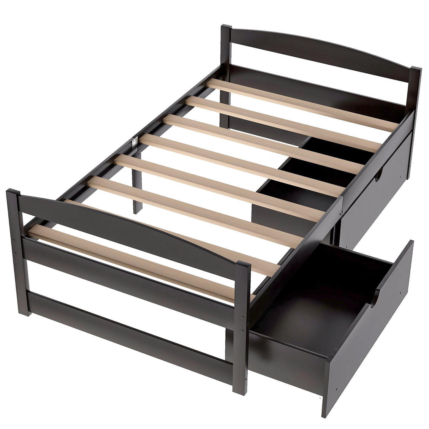 Espresso Twin Platform Bed with Dual Storage Drawers
