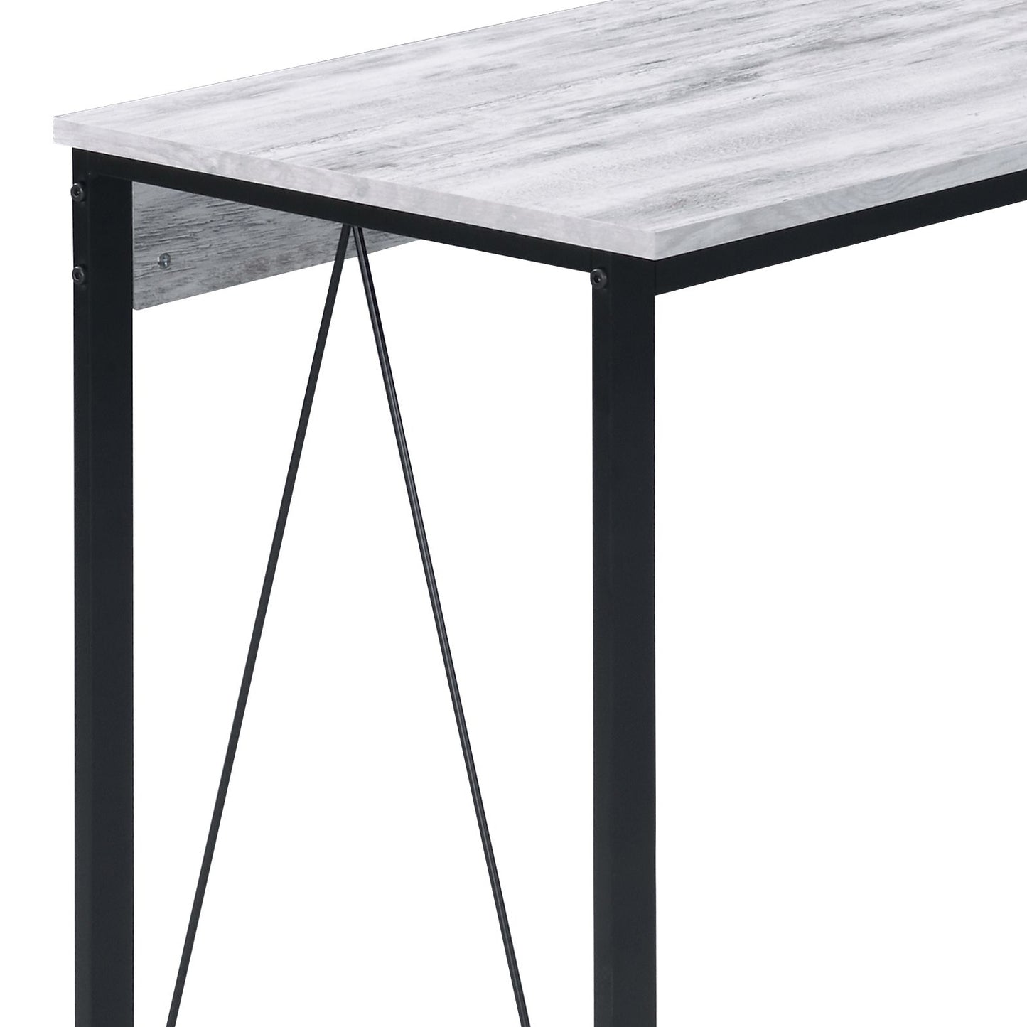 Antique-Inspired Black and White Writing Desk with V-Shaped Accent