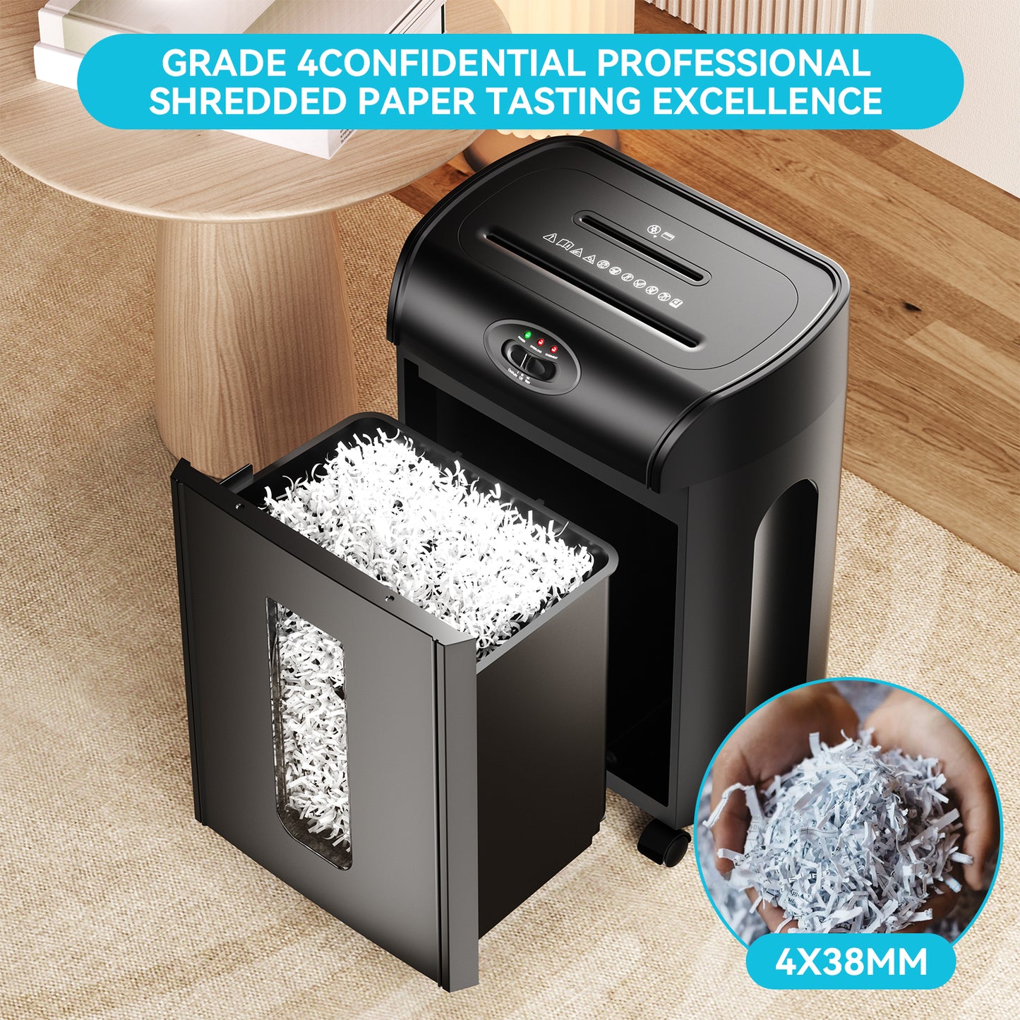 15-Sheet Ultra-Quiet Cross Cut Shredder with 4.76 Gallon Capacity for Home and Office Use