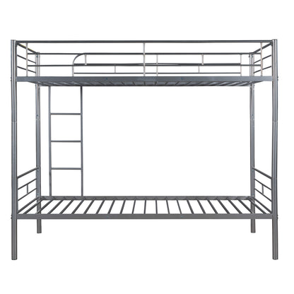 Contemporary Silver Twin Over Twin Metal Bunk Bed