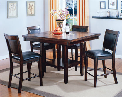 Counter Height Dining Table With Lazy Susan Brown Finish