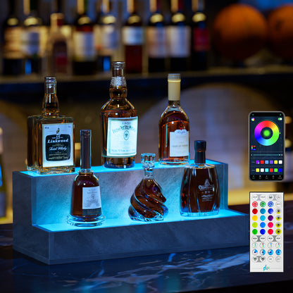 Illuminated 20 Inch Liquor Display Shelf Remote App Control